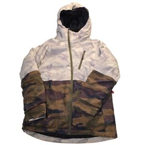 686 Boys Large Hydra Insulated Jacket Snowboard Ski White Camo Waterproof Ski